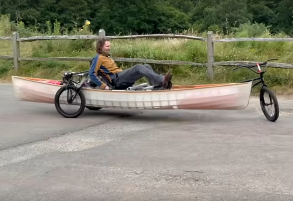 Self-Portaging Canoe Is Part Bicycle