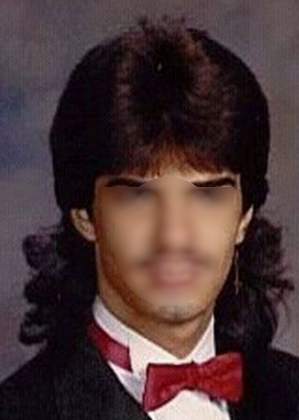 A mullet from the early 90's. Face is blurred because I'm not here to shame