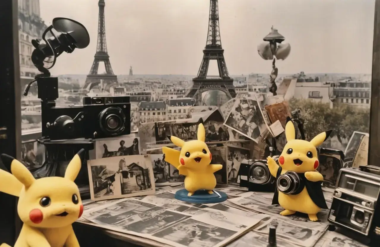 Image with seed 4131040907 generated via AI Horde through @aihorde@lemmy.dbzer0.com. Prompt: A souvenir postcard, a scene set in paris, the eiffel tower in the background, several videocameras are on the walls, the subject is a surprized pikachu in a Nazi uniform ###, lowres, cropped, cgi, pixelated, padding, border