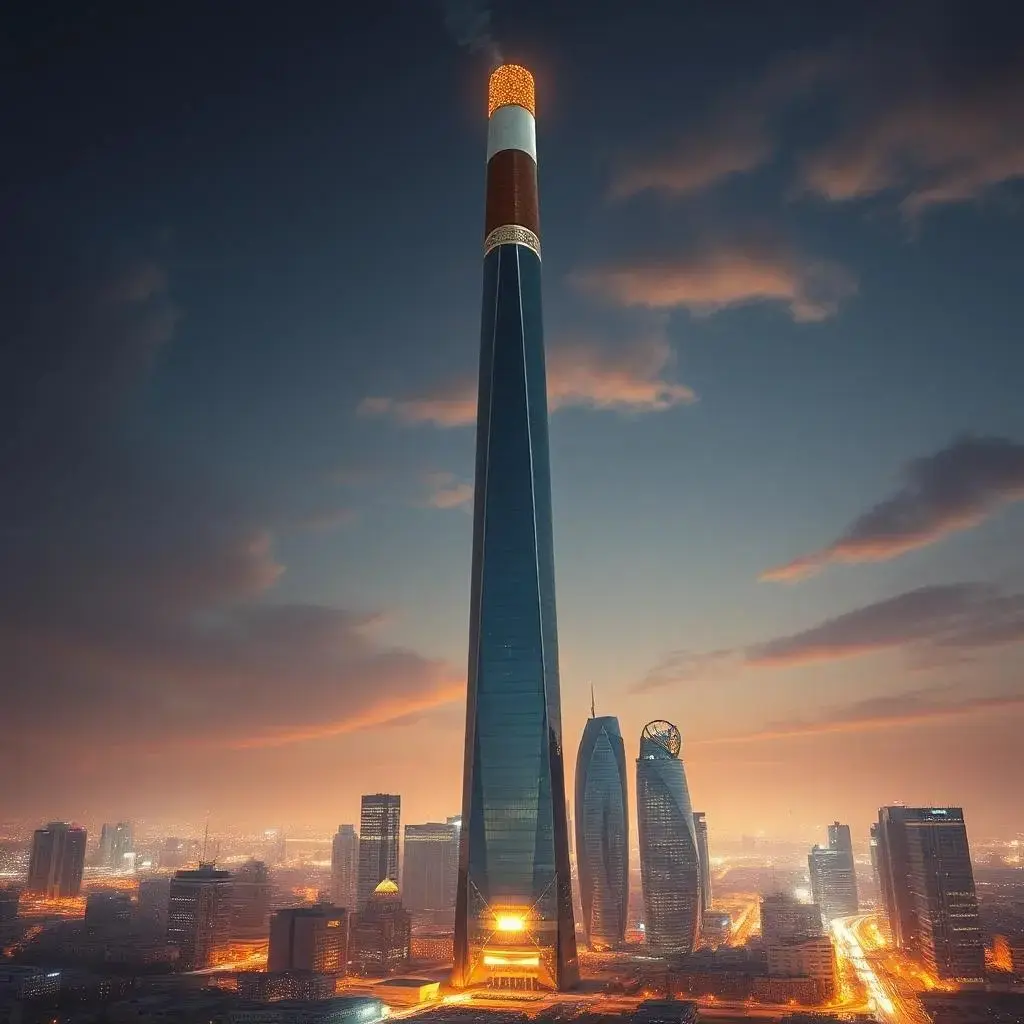 Image with seed 3883992556 generated via AI Horde through @aihorde@lemmy.dbzer0.com. Prompt: a giant cigarette standing like a mighty skyscraper in an iranian city