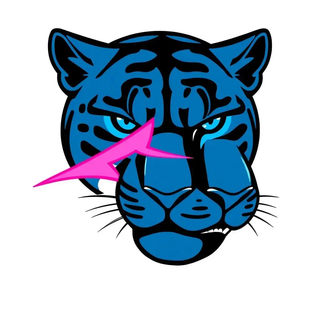 Image with seed 238346467 generated via AI Horde through @aihorde@lemmy.dbzer0.com. Prompt: a logo, a blue panther profile with a pink lightening bolt across the eye. 