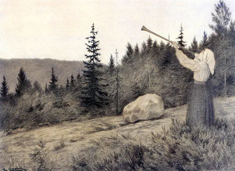 Op under Fjeldet toner en Lur von Theodor Kittelsen