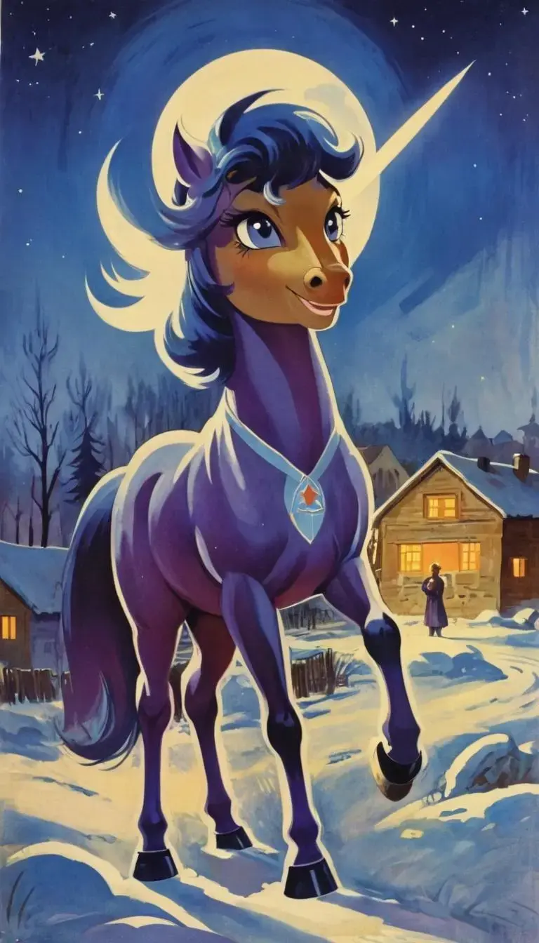 Image with seed 3473454476 generated via AI Horde through @aihorde@lemmy.dbzer0.com. Prompt: USSR soviet propaganda poster, a (starlight_glimmer) pony standing in a village ###photorealistic, cute, modern,