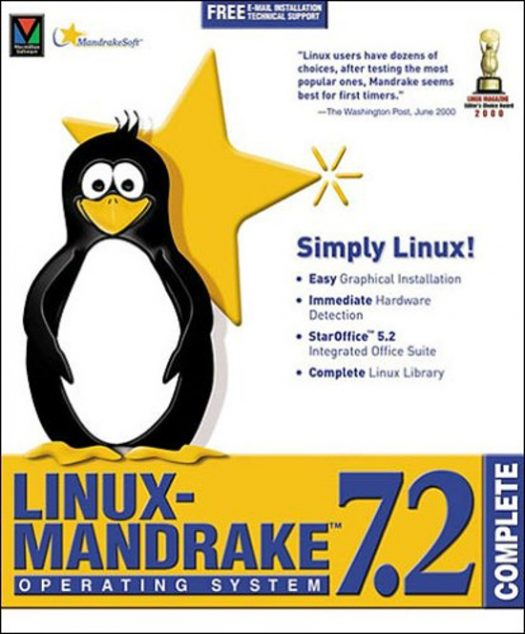 Mandrake 7.2 packaging