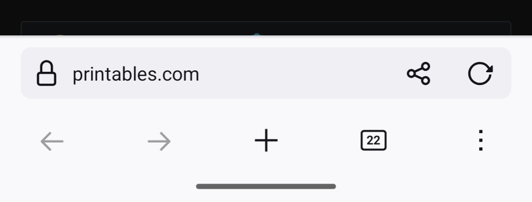 Picture of Firefox nightly toolbar on printables.com demonstrating missing home button