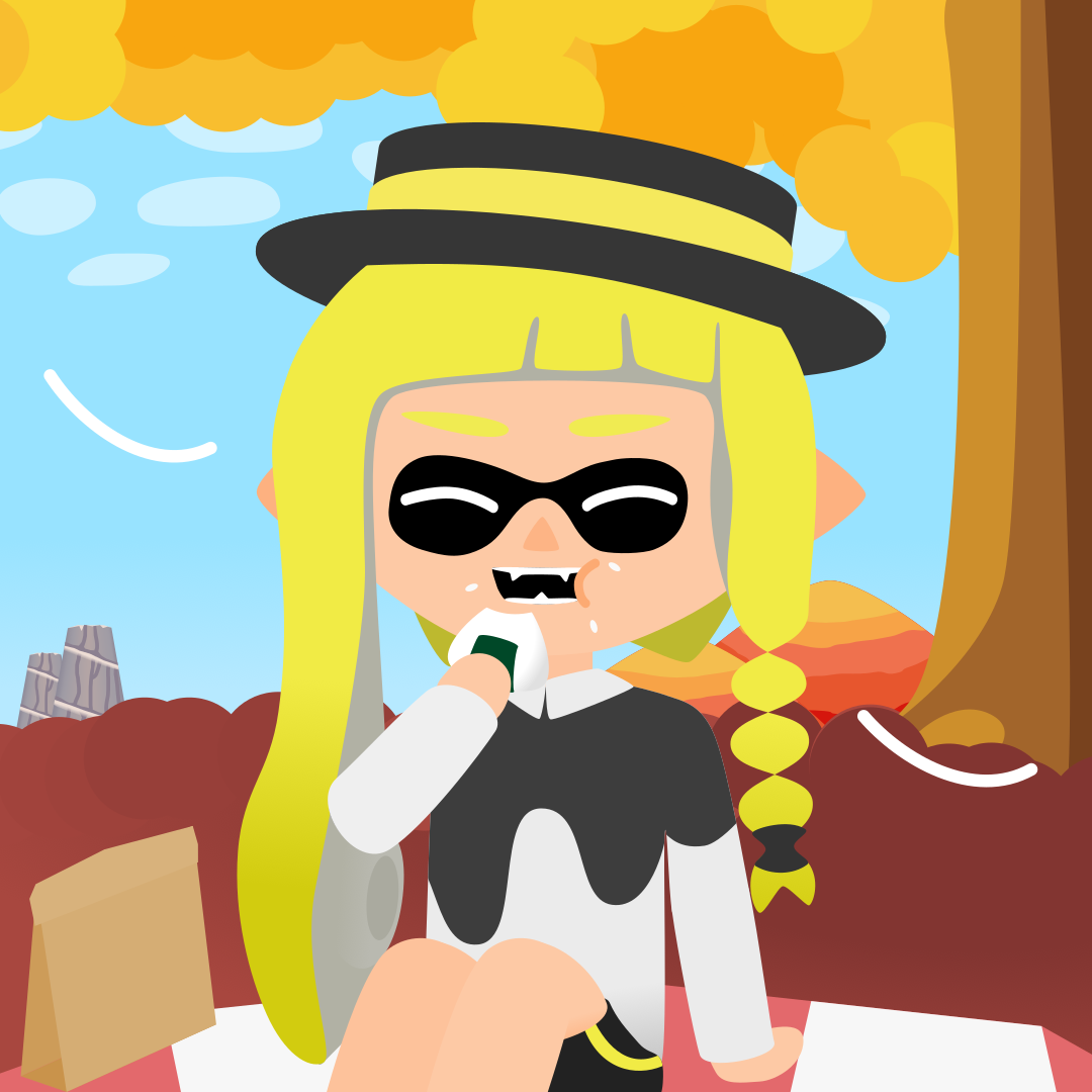 Integrelle eating onigiri