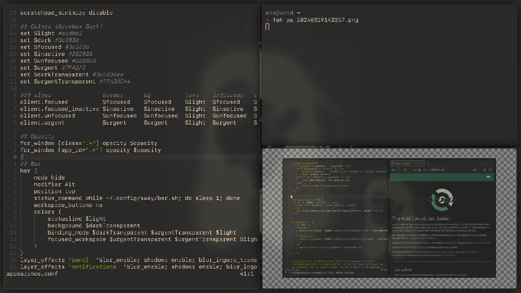 NeoVim with Sway config, &amp; feh