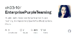 GitHub - ch33r10/EnterprisePurpleTeaming: Purple Team Resources for Enterprise Purple Teaming: An Exploratory Qualitative Study by Xena Olsen.
