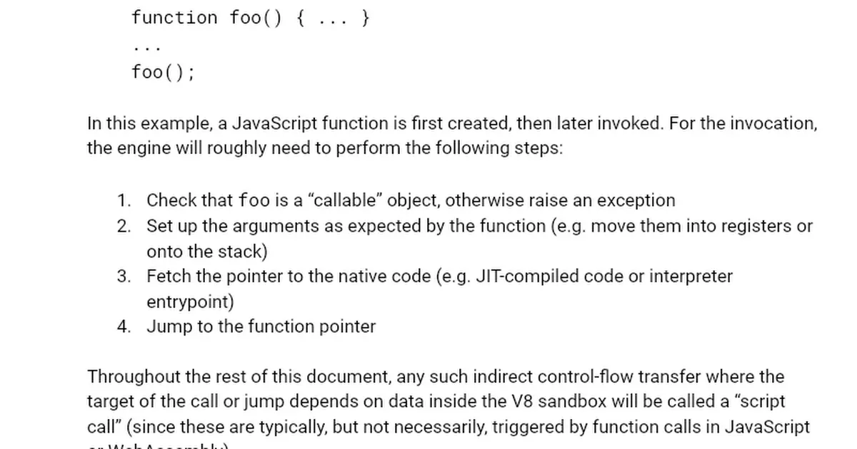 V8 Sandbox - Code Pointer Sandboxing